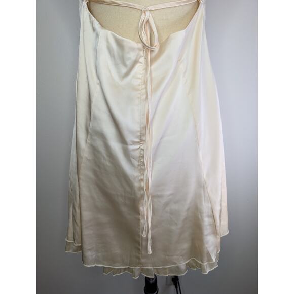 Forever 21+ Ivory Cream Golden Satin Slip Dress Women's 1X EUC Tie Neck Lined - Picture 8 of 8